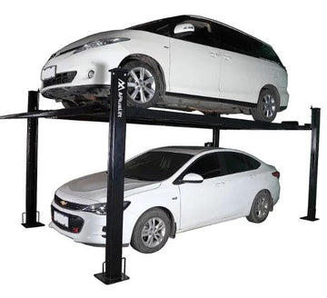 APlusLift 8000LB 4-Post Portable Parking Storage Service Car Lift with Aluminum Ramps - HW-8S or HW-8SXLT