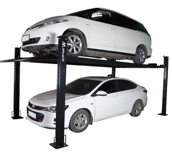 APlusLift 8000LB 4-Post Portable Parking Storage Service Car Lift with Aluminum Ramps - HW-8S or HW-8SXLT