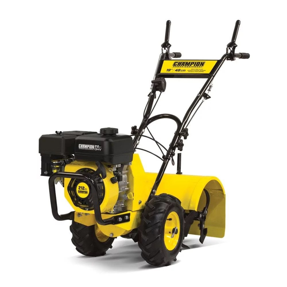 Champion Power Equipment 19-Inch Counter Rotating Rear Tine Tiller with Self-Propelled Agricultural Tires 100380