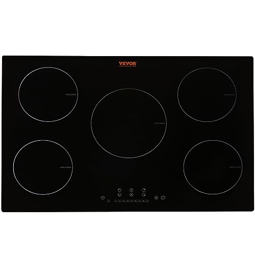 VEVOR Built-in Induction Electric Stove Top 30 Inch,5 Burners Electric Cooktop,9 Power Levels & Sensor Touch Control,Easy to Clean Ceramic Glass Surface,Child Safety Lock,240V