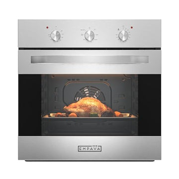 Empava 24" Electric Single Wall Oven with 6 Cooking Functions Mechanical Knobs Control in Stainless Steel