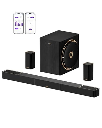 ULTIMEA Skywave X60 7.1.4ch Professional Wireless Surround Sound System for TV w/Dolby Atmos, 840W Sound Bar with 8" Wireless Subwoofer, 28Hz Low Frequency, GaN Amplifier, 4K HDR Pass-Through