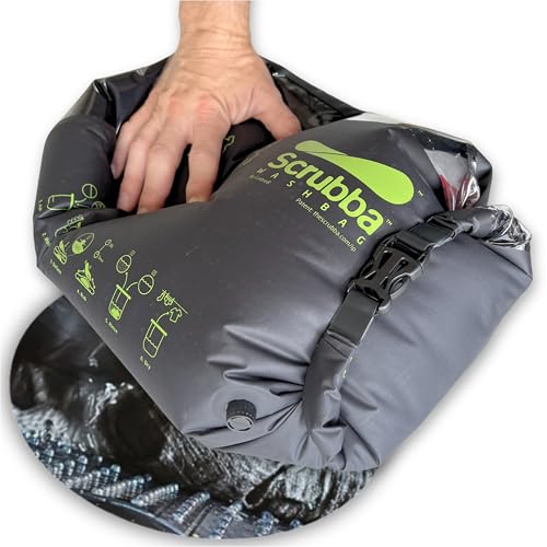 Scrubba Wash Bag - Patented Washboard-in-a-Bag™ Portable Travel Washing Machine for Camping, Backpacking, Cruises & Hotels - Pack Light, Wash Clothes Anywhere in Minutes (5 oz)
