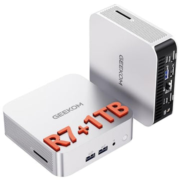GEEKOM A6 Mini PC with AMD Ryzen 7 6800H, 16GB DDR5 RAM (Upgradable), 1TB PCIe 4.0 SSD, Windows 11 Pro, USB4/8K/Wi-Fi 6E, Compact Aluminium Design, Professional Home Office & Multitasking Desktop PC