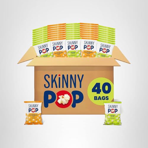 SkinnyPop Popcorn, Original, Whole Grain, Dairy-Free Snack, 0.65oz Bags (30ct)