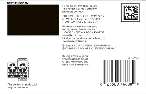 Folgers Classic Roast Medium Roast Coffee, 72 Keurig K-Cup Pods