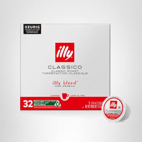 Illy Coffee K Cups - Pods For Keurig Machines – Classico Roast - Caramel, Orange Blossom & Jasmine - Mild, Flavorful & Balanced Flavor - No Preservatives – 32 Count