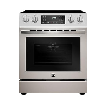 Kenmore Front Control Electric Range Oven with 5 Cooktop Elements with 7 Cooking Power Options, True Convection, Steam and Self Clean, Freestanding Oven, 4.8 cu. ft. Capacity Stainless Steel