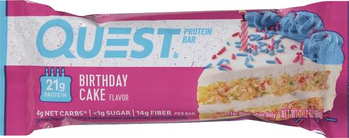 Quest Nutrition Chocolate Chip Dough Cookie Protein Bars, 21g Protein, 1g Sugar, 4g Net Carb, High Fiber, Gluten Free, Keto Friendy, 12 Count