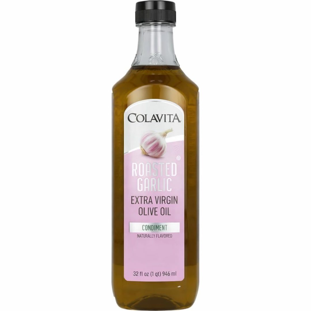Colavita Roasted Garlic Extra Virgin Olive Oil, 32 Fl Oz – Cold Pressed EVOO Infused with Natural Roasted Garlic Flavor for Cooking, Dressings, Marinades & Dipping