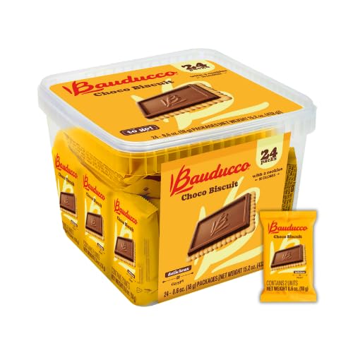 Bauducco Choco Biscuit Cookies – Crispy Chocolate-Covered Biscuits, Individually Wrapped for Snacking, Dessert, and Lunch Boxes, 25.3 oz (Pack of 40)