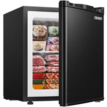 EUHOMY 1.1 Cubic Feet Mini Freezer, Countertop, Single Door Compact Upright Freezer with Reversible Door, Removable Shelves, Small freezer for Home/Dorms/Apartment/Office, New Black