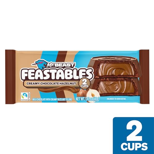 Feastables MrBeast Peanut Butter Jack-O-Lantern, Milk Chocolate & Creamy Peanut Butter Filling, Cups for Adults & Kids, Chocolate Candy for Halloween Snacks, Made With Fairtrade Cocoa, 30 Count