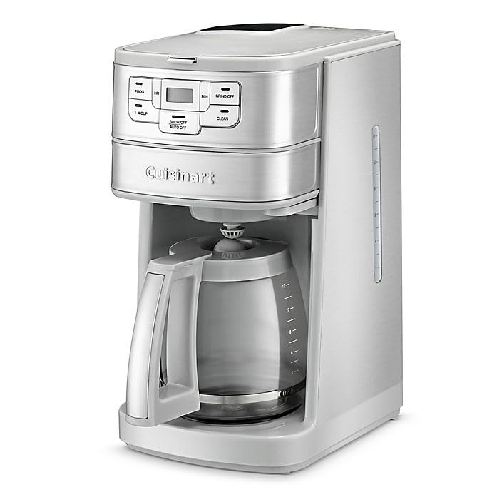 Cuisinart Automatic Grind & Brew 12-Cup Coffee Maker with Blade Grinder, Programmable Coffee Machine Glass Carafe with 1-4 Cup Setting, Brew Pause, Grind-Off Option, DGB-400NAS, Black/Stainless Steel