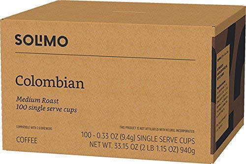 Amazon Brand - Solimo Dark Roast Coffee Pods, Compatible with Keurig 2.0 K-Cup Brewers 100 Count(Pack of 1)