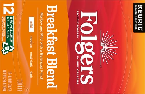 Folgers Classic Roast Medium Roast Coffee, 72 Keurig K-Cup Pods