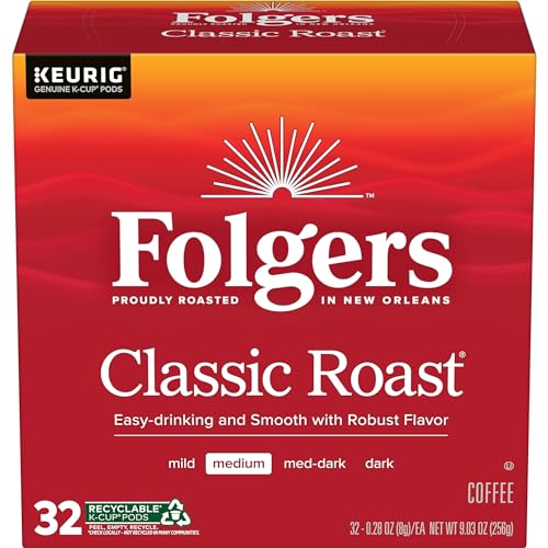 Folgers Classic Roast Medium Roast Coffee, 72 Keurig K-Cup Pods