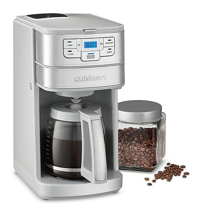 Cuisinart Automatic Grind & Brew 12-Cup Coffee Maker with Blade Grinder, Programmable Coffee Machine Glass Carafe with 1-4 Cup Setting, Brew Pause, Grind-Off Option, DGB-400NAS, Black/Stainless Steel