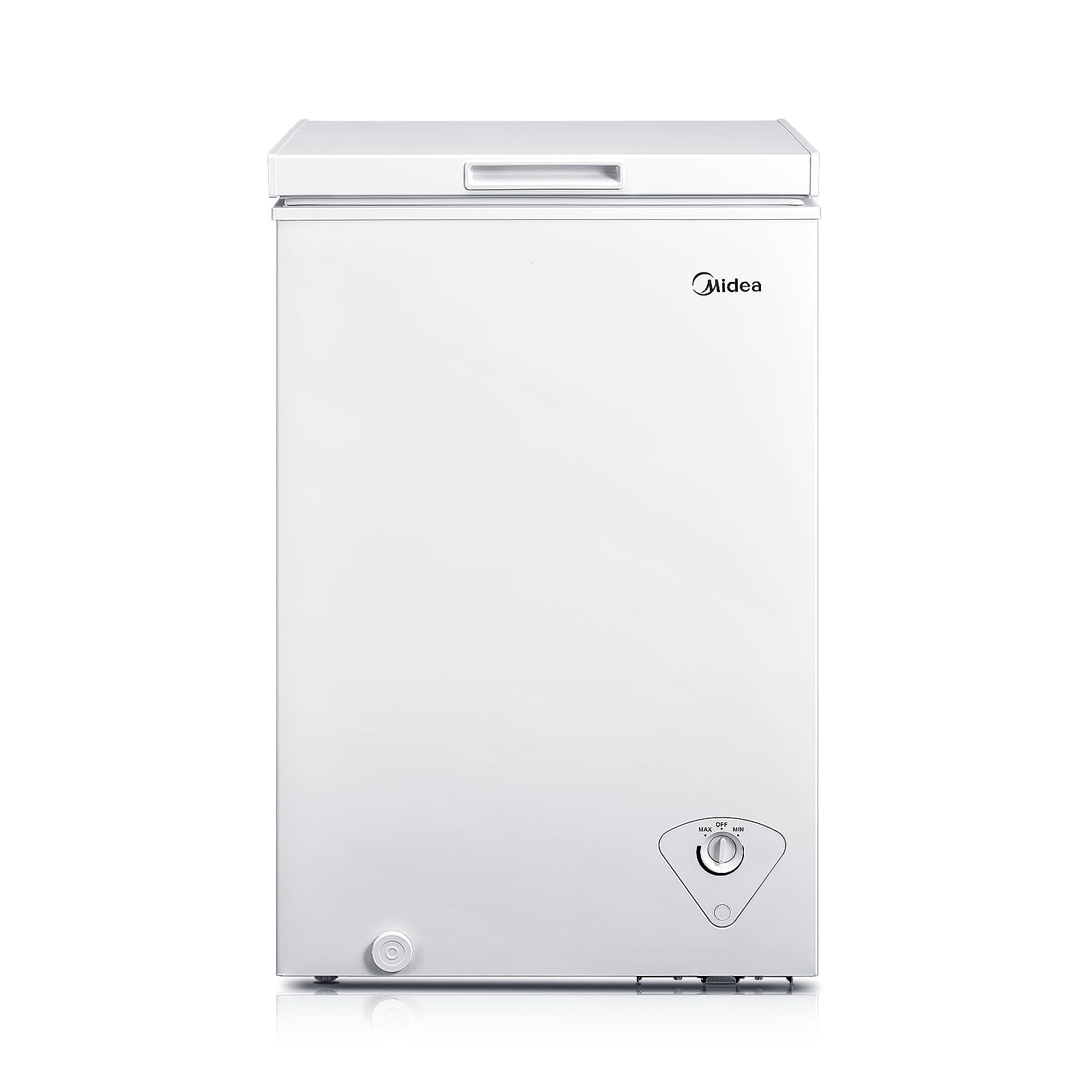 Midea MERC04C4BAWW Chest Freezer, 3.5 Cubic Feet Freezer With Removable Basket, Interior LED Light, Adjustable Temperature, For Kitchen Apartment Office, White