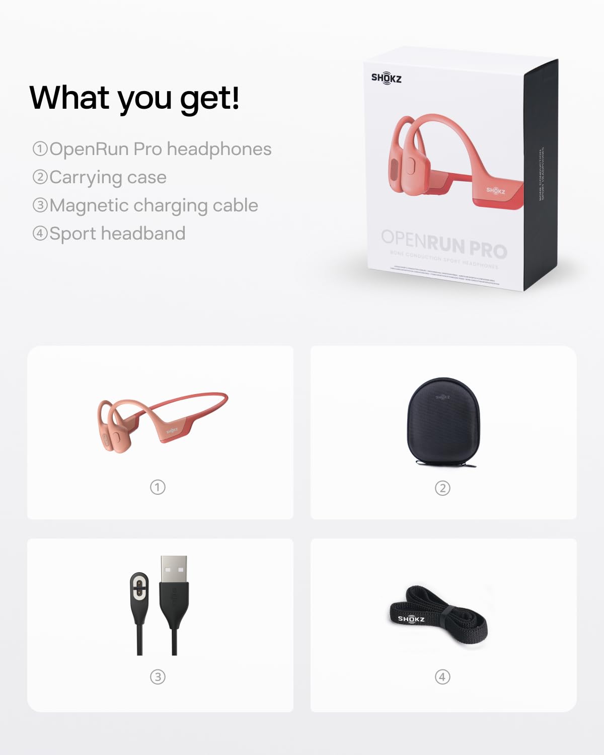 SHOKZ OpenRun Pro-Bone Conduction Headphones, Open-Ear Bluetooth Wireless Sport Headphones for Running and Workout, Sweat Resistant, Long Battery Life, Premium Deep Bass, Mic，with Hair Band, Black