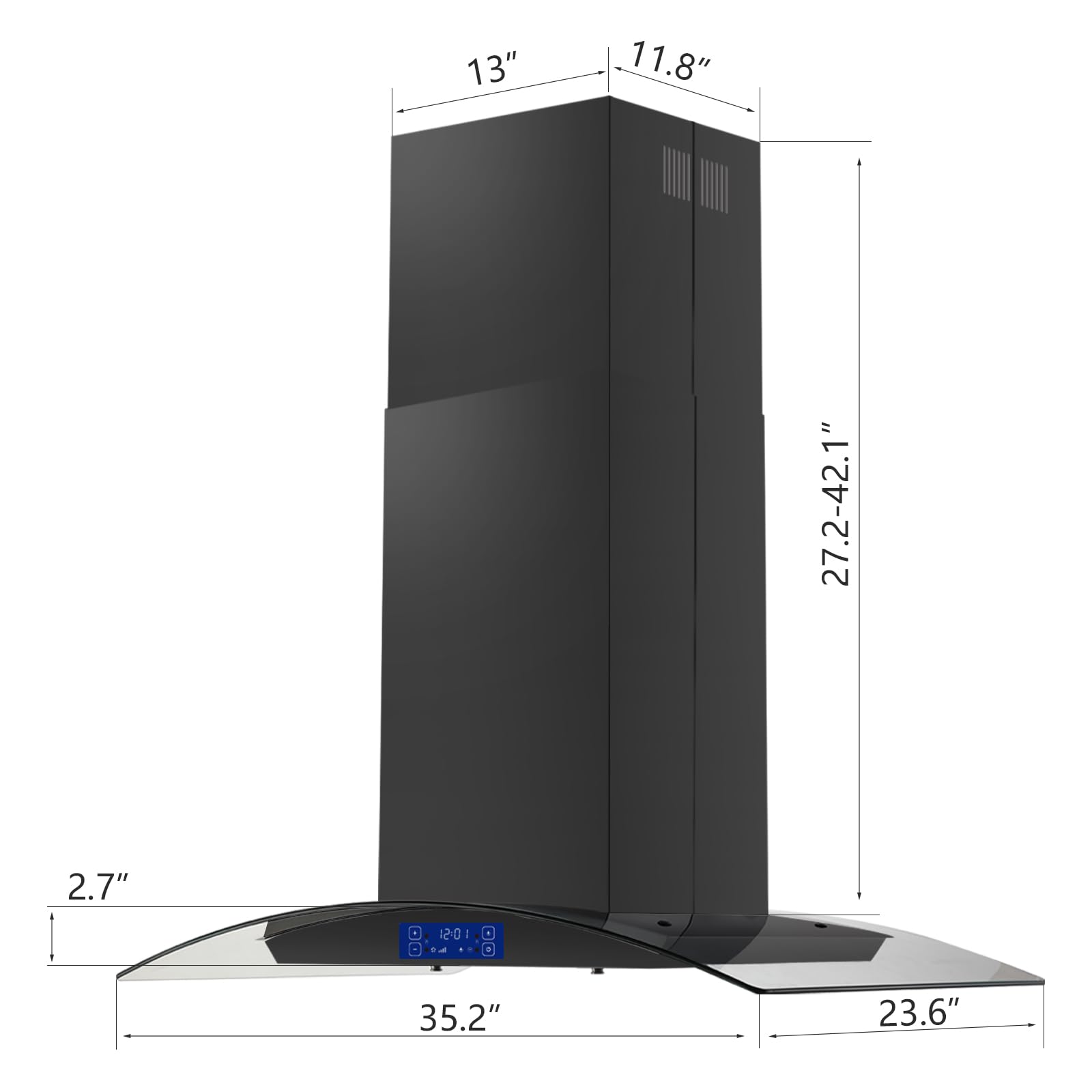 JOEAONZ Island Range Hood 30 Inch 700 CFM Gesture & Touch Control Ceiling Mount Stainless Steel Kitchen Vent Hood, Kitchen Exhaust Hood, Ducted/Ductless Convertible 3-speed Ventilation Fan Switchable