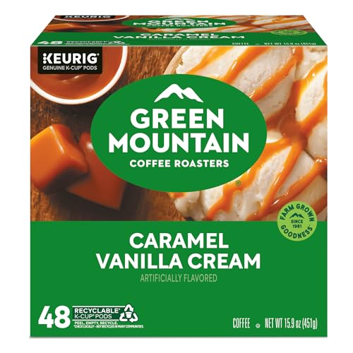 Green Mountain Coffee Roasters Caramel Vanilla Cream Keurig Single-Serve K-Cup pods, Light Roast Coffee, 72 Count