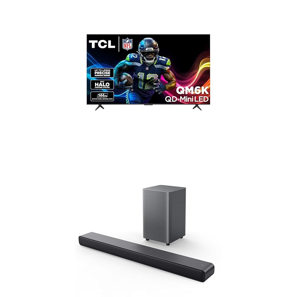 TCL 55 Inch Class QM6K Series | Mini LED QLED 4K HDR | 55QM6K, 2025 Model | 120HZ-144HZ High Brightness Smart Google TV Dolby Atmos Onkyo Audio | Voice Remote Alexa Gaming Streaming Television