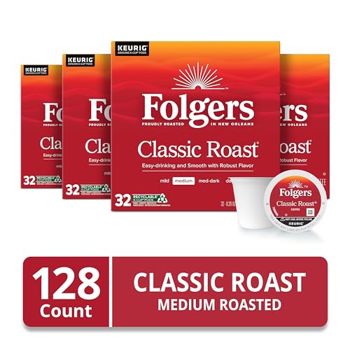 Folgers Classic Roast Medium Roast Coffee, 72 Keurig K-Cup Pods