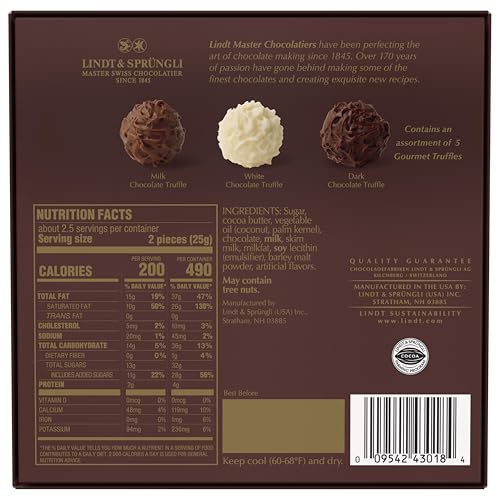 Lindt Gourmet Truffles Chocolate Candy Truffles, Assorted Chocolate Truffles, Christmas Candy, 14.7 oz. Gift Box