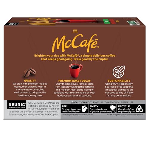 McCafe Premium Roast Decaf Coffee, Single Serve Keurig K-Cup Pods, Decaffeinated, 96 Count (4 Packs of 24)