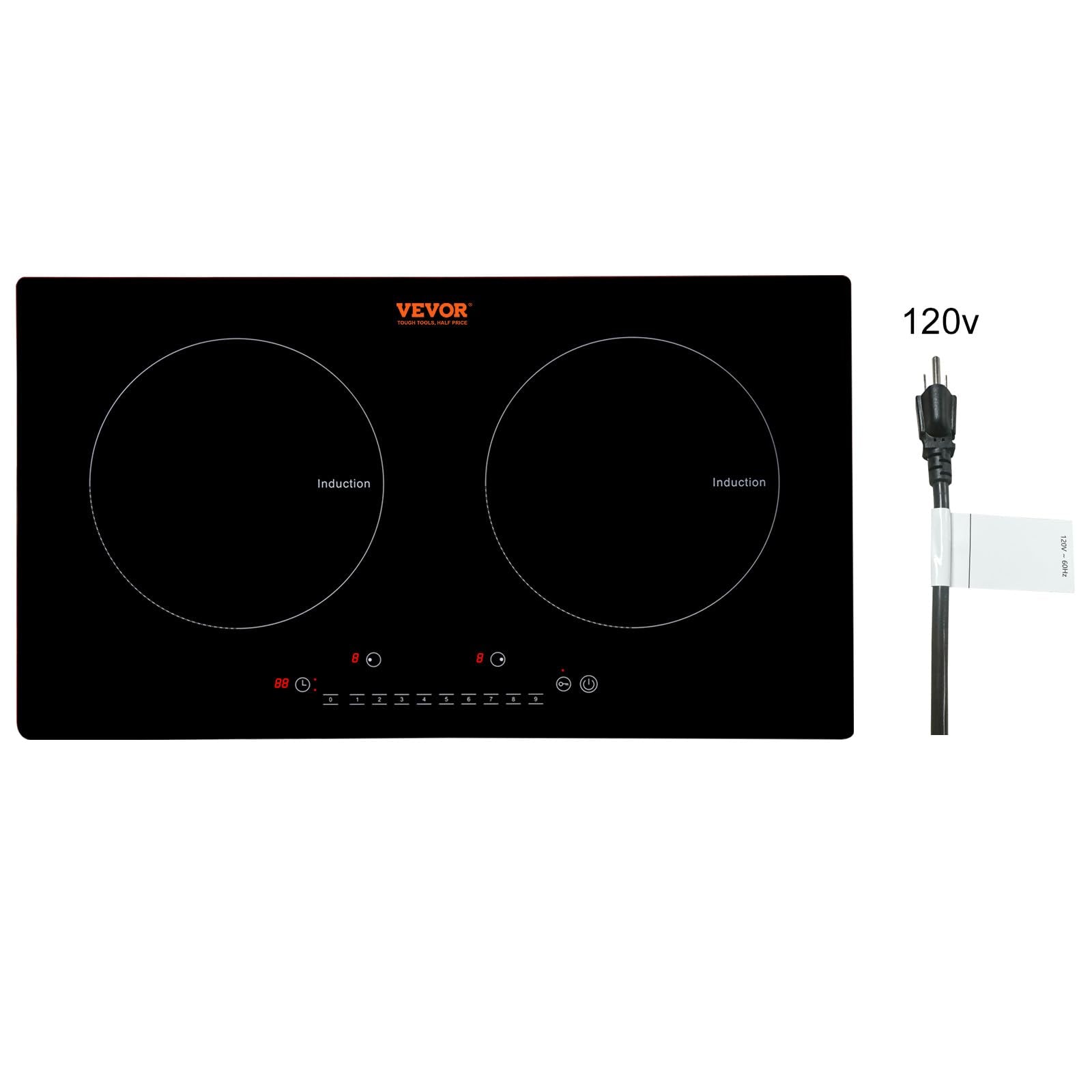 VEVOR Built-in Induction Electric Stove Top 30 Inch,5 Burners Electric Cooktop,9 Power Levels & Sensor Touch Control,Easy to Clean Ceramic Glass Surface,Child Safety Lock,240V