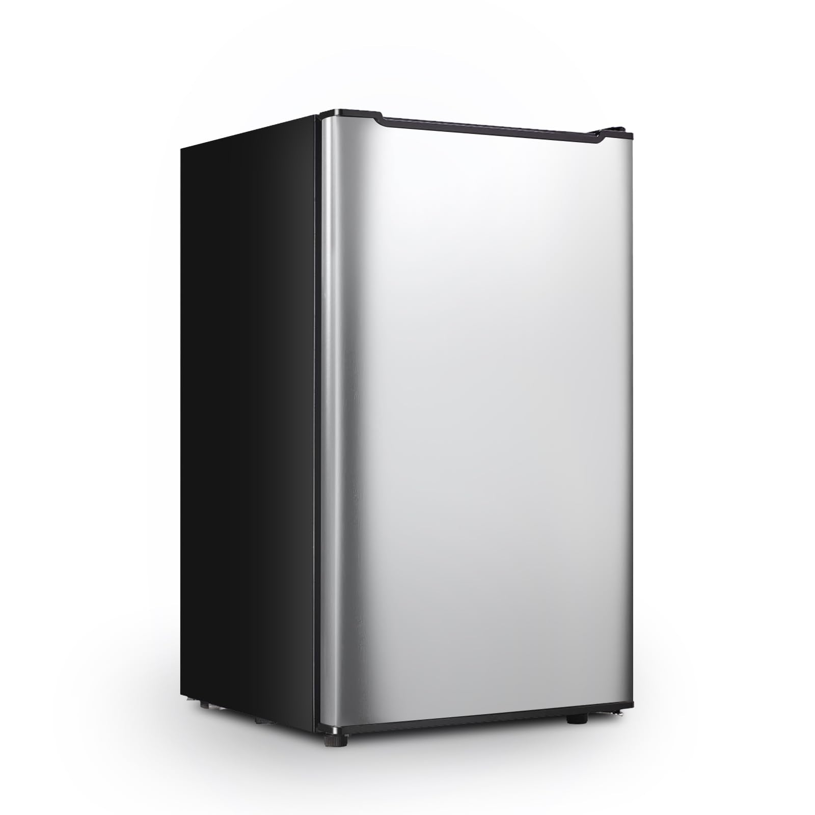 Mini Upright freezer 3.6 Cubic Feet Mini Freezer, Single Door Compact Freezer with Reversible Stainless Steel Door, 3-Speed Temperature Adjustment Small freezer for Home, Glossy Silver