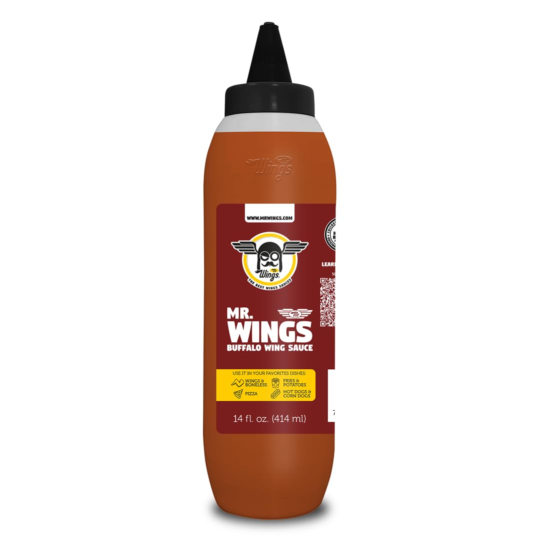 Mr Wings Sweet Mango Mild Sauce 1 Gallon (128 Fl Oz). Sweet and spicy delight, perfect for boneless, fries, drinks and your favorite snacks. Big sauce bulk.