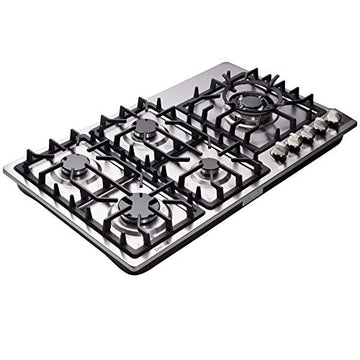 Deli-kit 34 Inch Gas Cooktop Dual Fuel Sealed 5 Burners Stainless Steel Drop-In Gas Hob DK258-A08 Gas Cooker