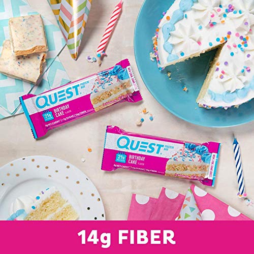 Quest Nutrition Chocolate Chip Dough Cookie Protein Bars, 21g Protein, 1g Sugar, 4g Net Carb, High Fiber, Gluten Free, Keto Friendy, 12 Count