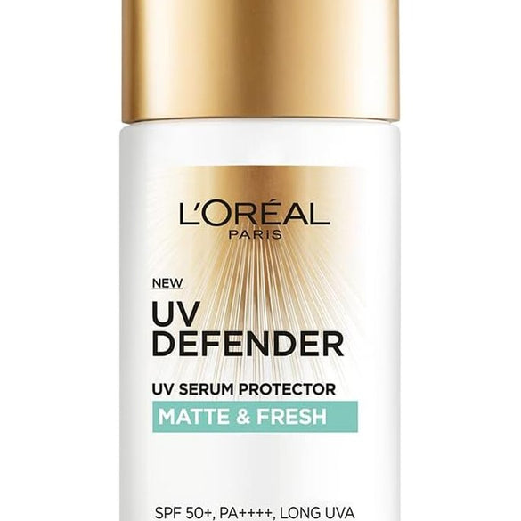 L’Oréal Paris UV Defender Serum Protector Sunscreen SPF 50 PA+++, Matte & Fresh, 50 ml (Pack of 1) ht Matte Sunscreen For Oily Skin | UVA & UVB Protection, 50 ml