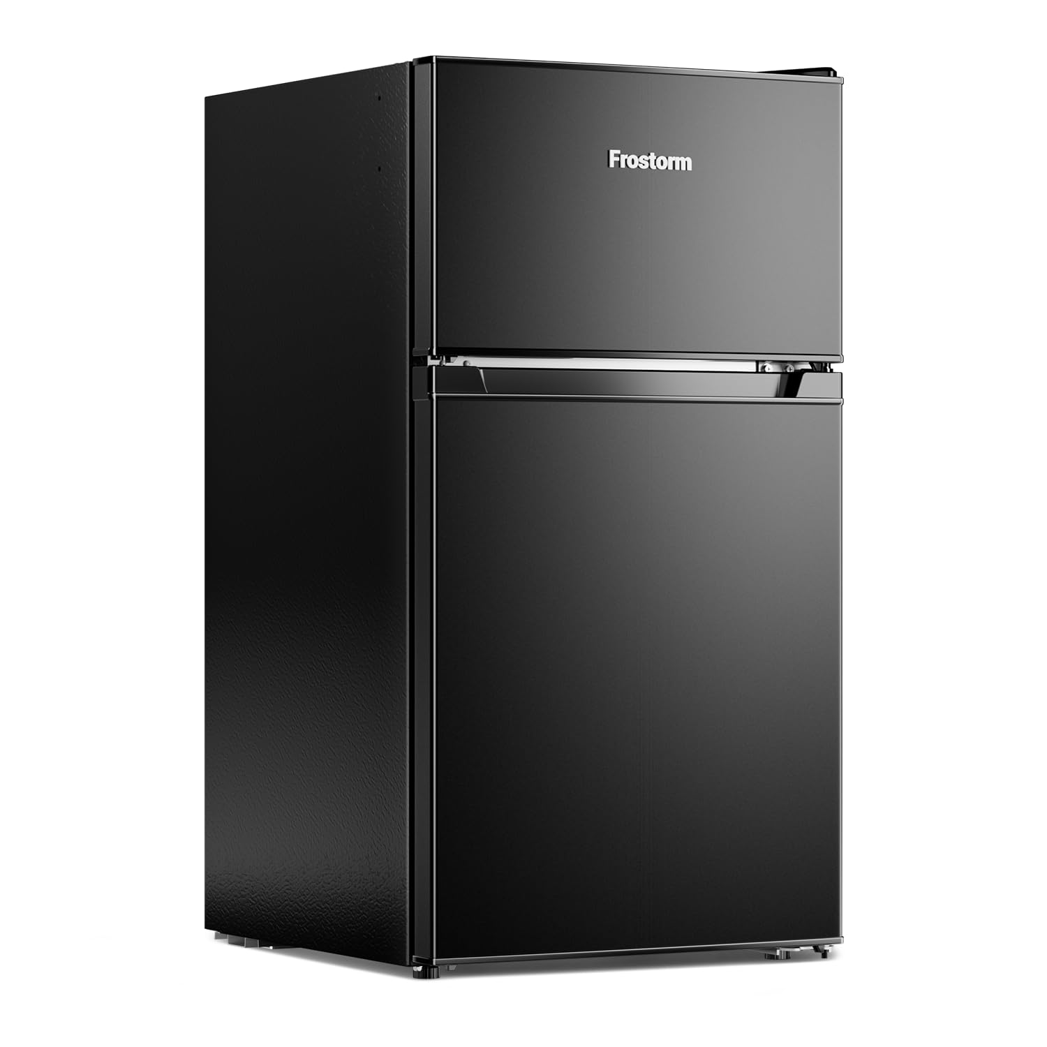 Frostorm 3.2 Cu Ft Mini Fridge with Freezer - Energy Efficient, Large Capacity Single Door Upright Freezer for Bedroom, Office & Dorm | Small Fridge, Reversible Door, ETL Certified(Black)