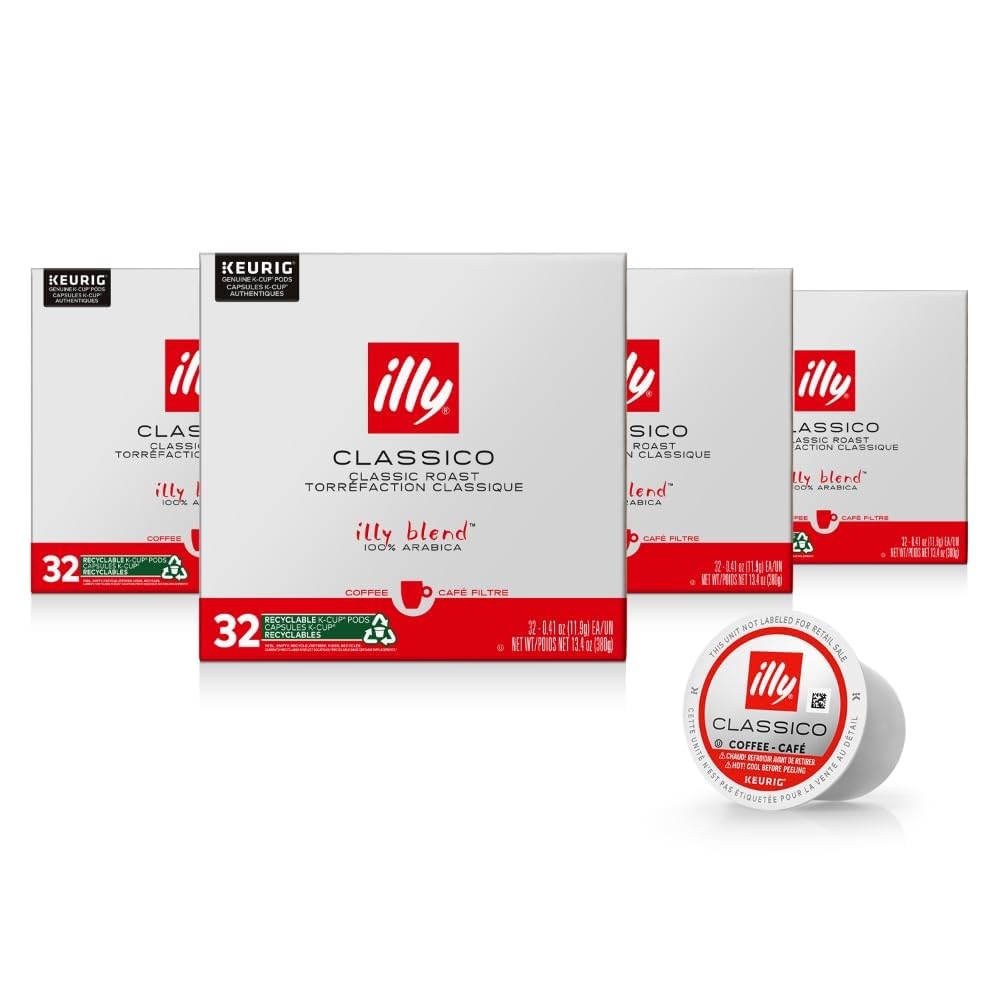 Illy Coffee K Cups - Pods For Keurig Machines – Classico Roast - Caramel, Orange Blossom & Jasmine - Mild, Flavorful & Balanced Flavor - No Preservatives – 32 Count