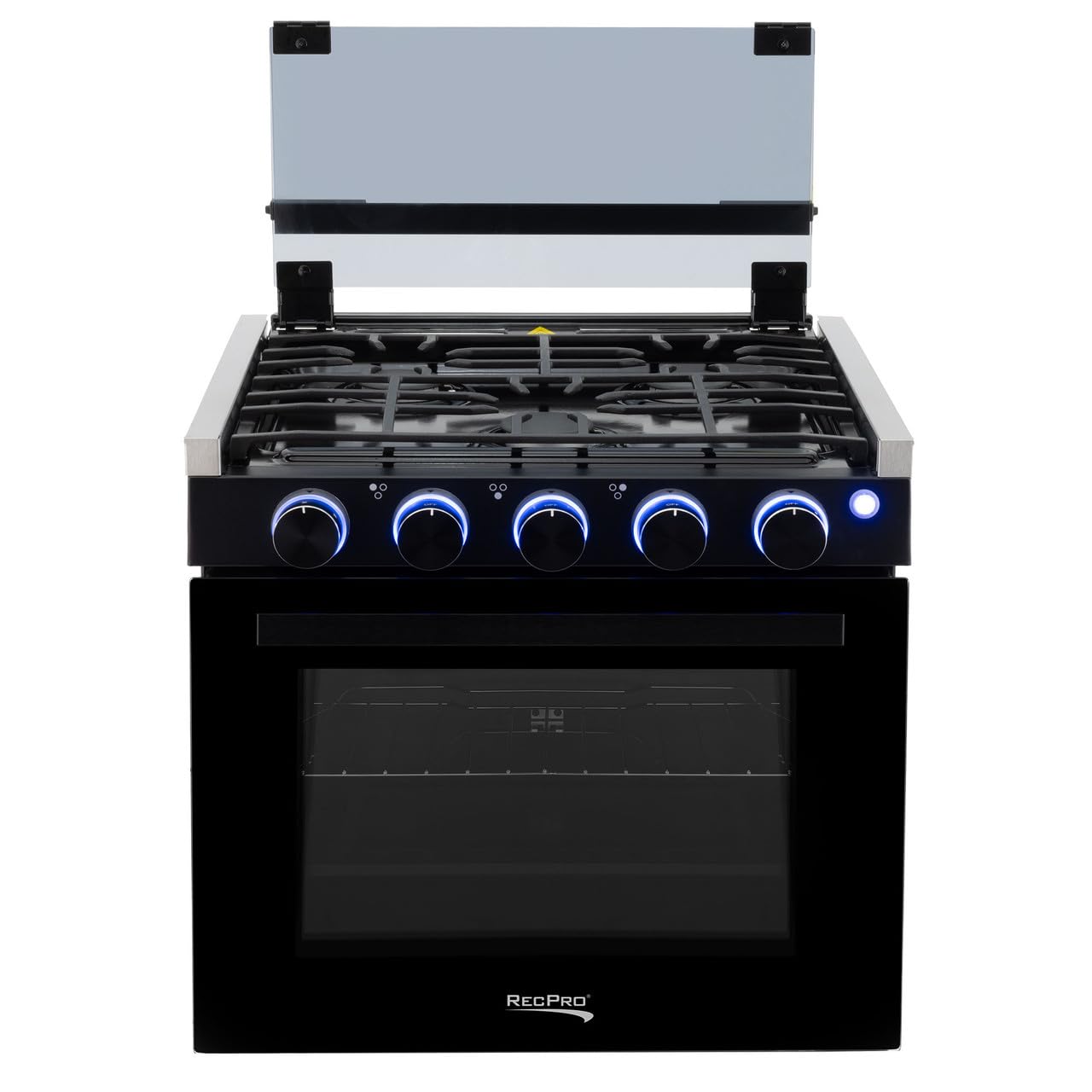 RecPro RV Stove | Gas Range 21" Tall | Optional Vented Range Hood | 3 Burner | 1.8 Cu. Ft | 7100 BTU | Black or Silver Color Options (Silver, No Vented Range Hood)