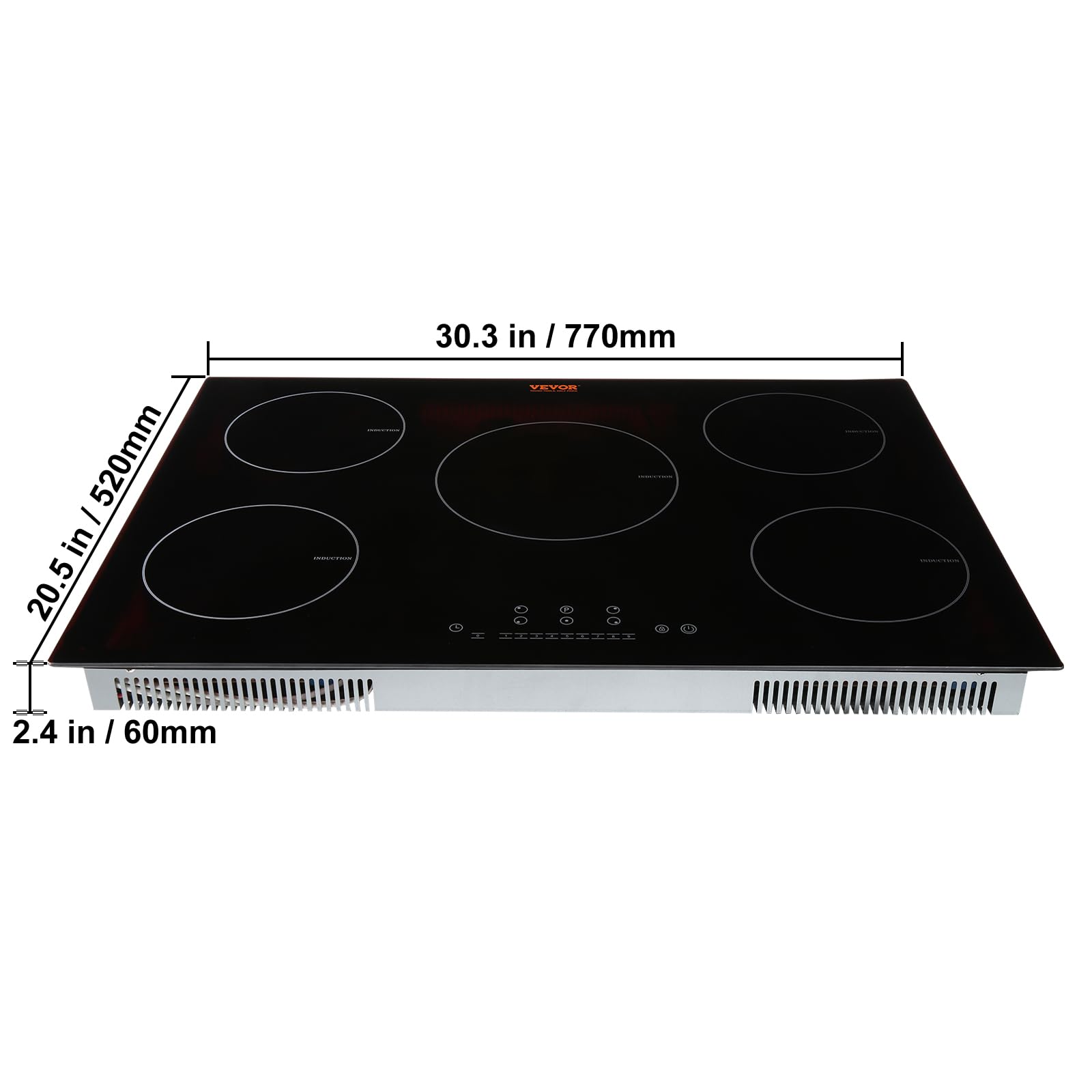 VEVOR Built-in Induction Electric Stove Top 30 Inch,5 Burners Electric Cooktop,9 Power Levels & Sensor Touch Control,Easy to Clean Ceramic Glass Surface,Child Safety Lock,240V