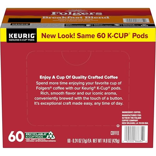Folgers Classic Roast Medium Roast Coffee, 72 Keurig K-Cup Pods