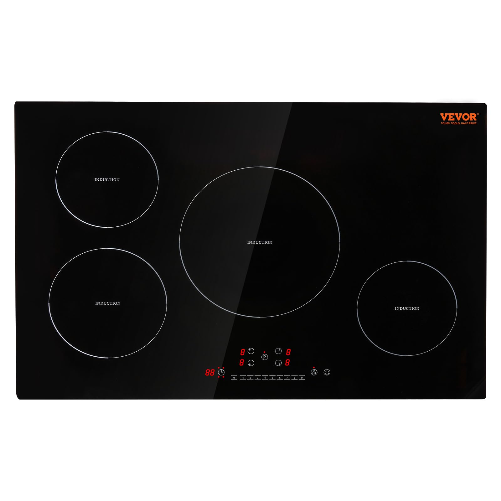 VEVOR Built-in Induction Electric Stove Top 30 Inch,5 Burners Electric Cooktop,9 Power Levels & Sensor Touch Control,Easy to Clean Ceramic Glass Surface,Child Safety Lock,240V