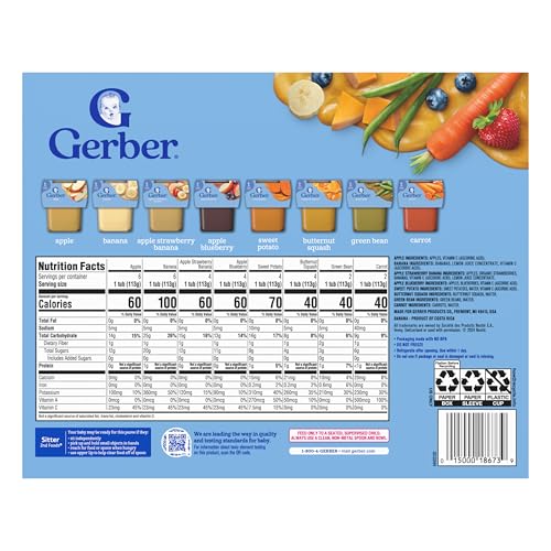 Gerber Stage 2 Baby Food, Nourishing Blends Tubs, Meat Meals Powerblend, Baby Puree, Variety Pack, 32PK