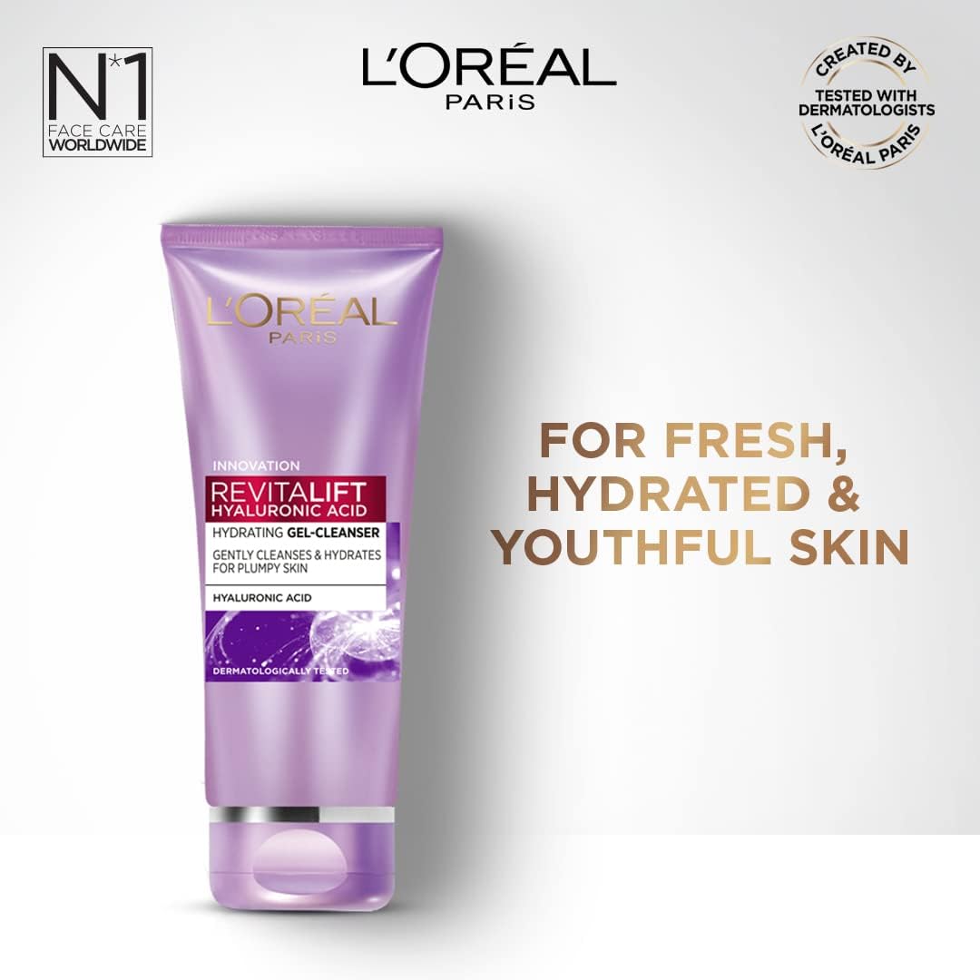 L’Oréal Paris L'Oreal Revitalift Gel Cleanser, Gentle Cleansing and Hydration, With Hyaluronic Acid, 100 ml