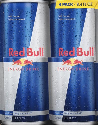 Red Bull Energy Drink with 80mg Caffeine plus Taurine & B Vitamins, 8.4 Fl Oz, 6 Packs of 4 Cans (Pack of 24)