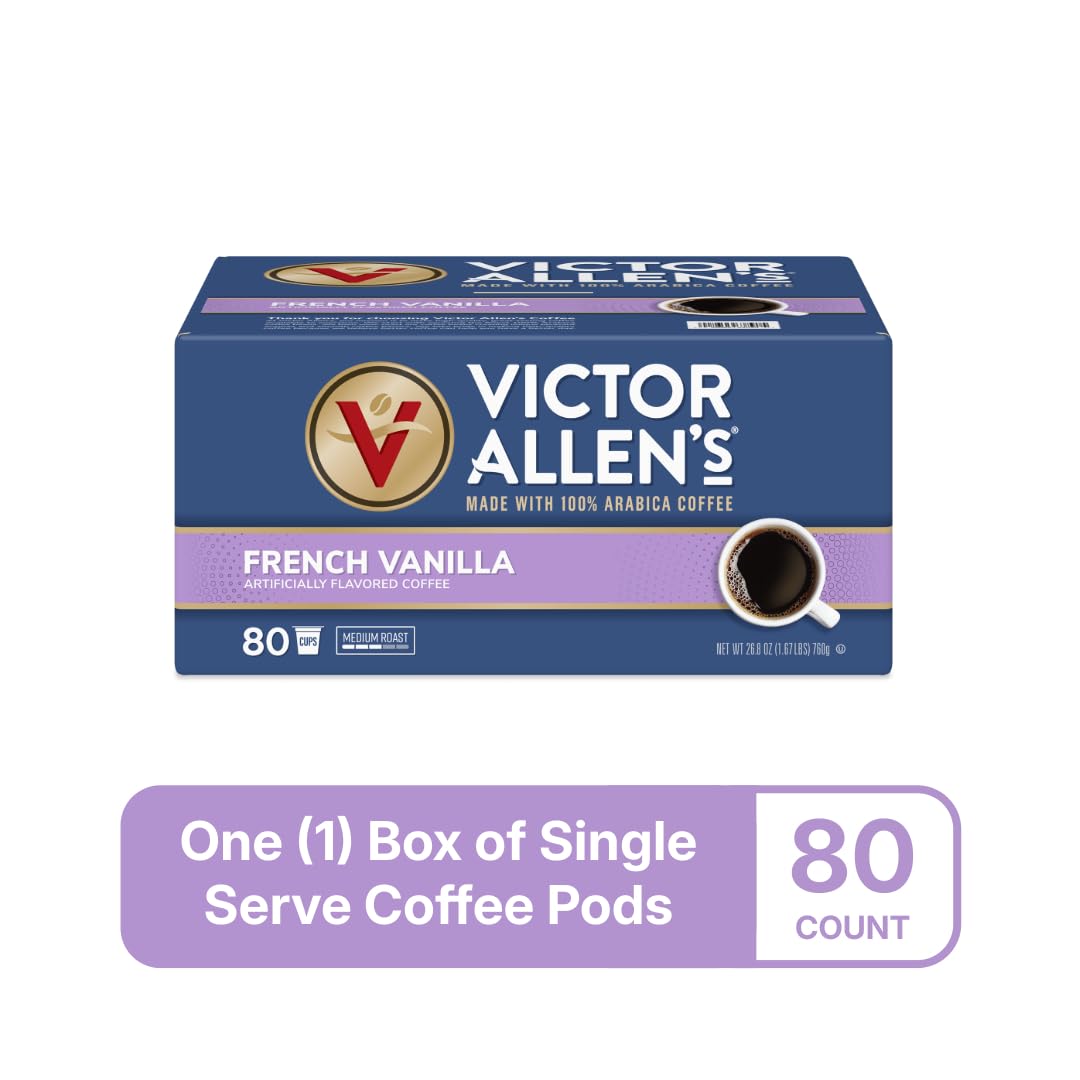 Victor Allen's Coffee Hazelnut Flavored, Medium Roast, 80 Count, Single Serve Coffee Pods for Keurig K-Cup Brewers