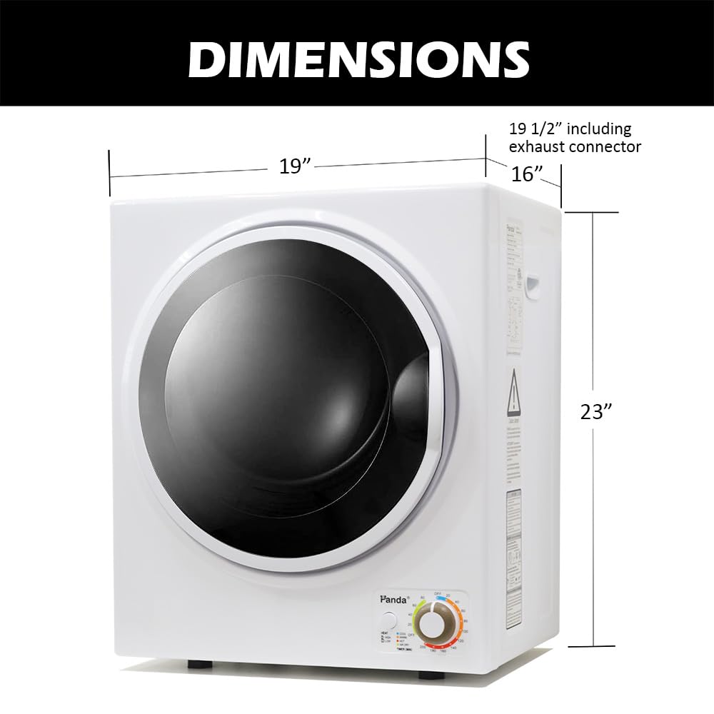 Panda Compact Dryer 13.2 lbs Load Volume 110V 1500W Portable Clothes Dryer 3.5 cu.ft. Stainless Steel Tub, 4 Drying Modes
