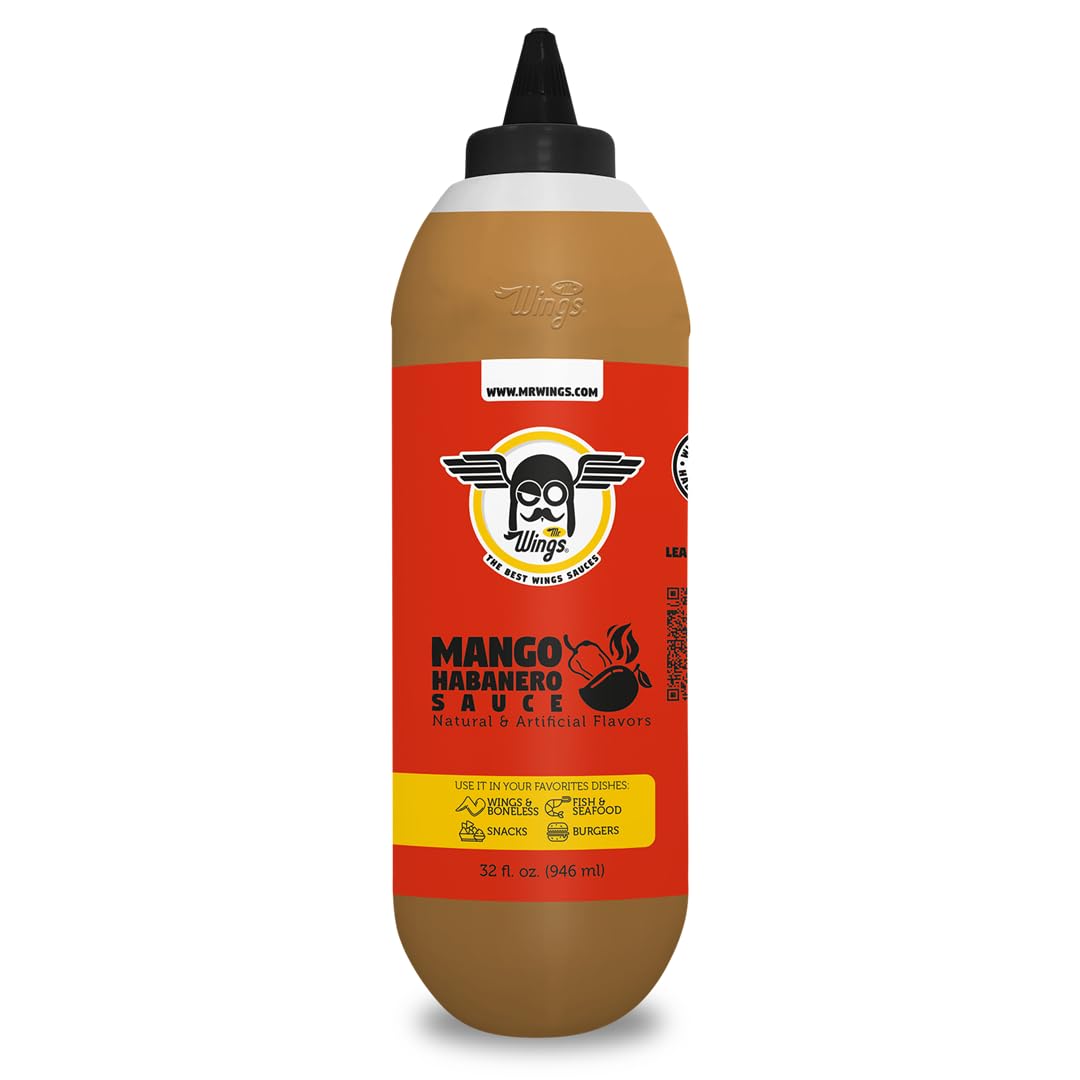 Mr Wings Sweet Mango Mild Sauce 1 Gallon (128 Fl Oz). Sweet and spicy delight, perfect for boneless, fries, drinks and your favorite snacks. Big sauce bulk.