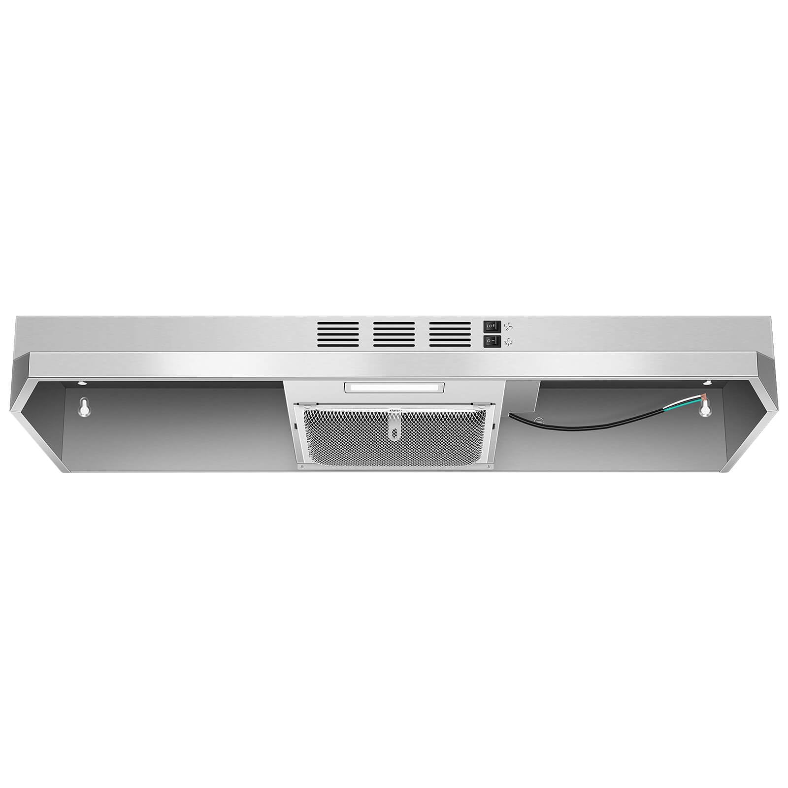 SNDOAS Range Hood 30 inch Under Cabinet, Ducted/Ductless Convertible Kitchen Hood, Stainless Steel Vent Hood with LED Light,Under Cabinet Hood with 2 Speed Exhaust Fan,Black