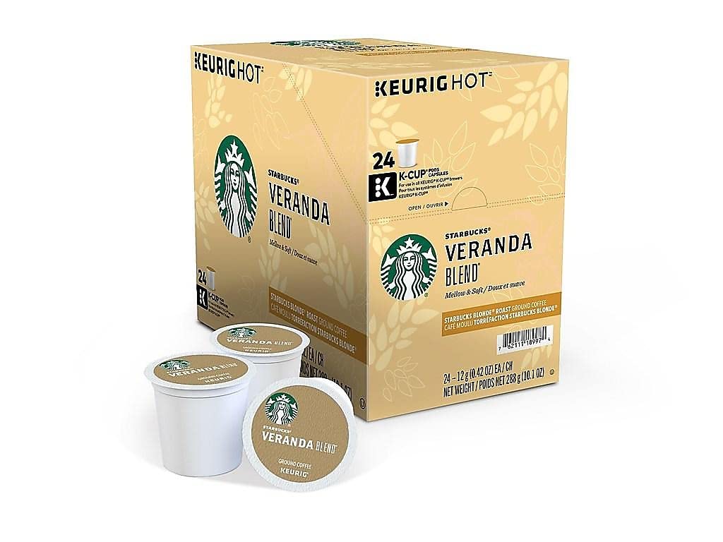 Starbucks K-Cup Coffee Pods, Starbucks Blonde Roast Hot or Iced Coffee, Veranda Blend, 96 Keurig Pods